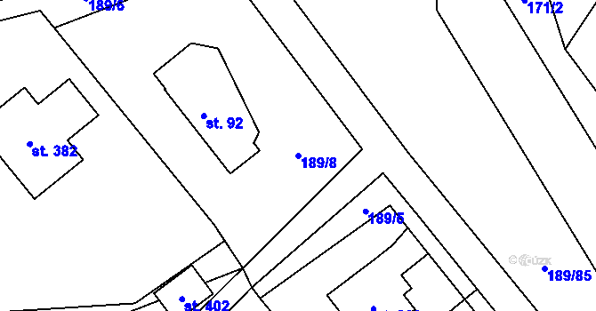 Parcela st. 189/8 v KÚ Rohoznice u Hořic, Katastrální mapa