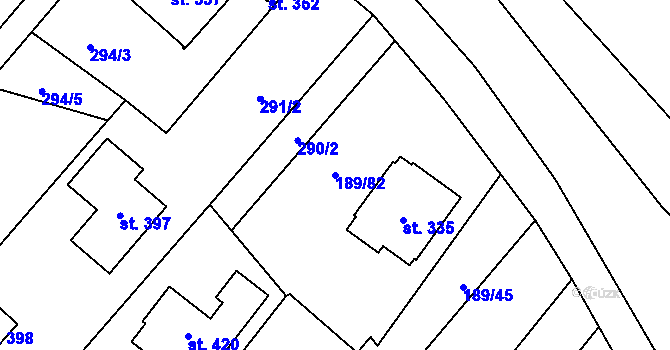 Parcela st. 189/82 v KÚ Rohoznice u Hořic, Katastrální mapa