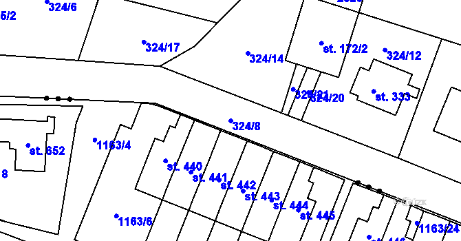 Parcela st. 324/8 v KÚ Rohoznice u Hořic, Katastrální mapa