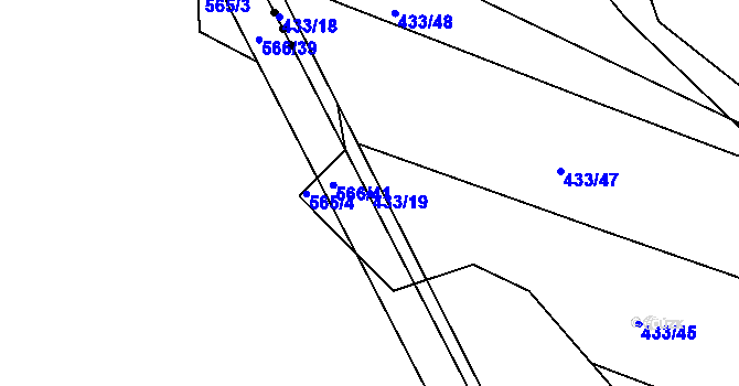 Parcela st. 433/19 v KÚ Rohoznice u Hořic, Katastrální mapa