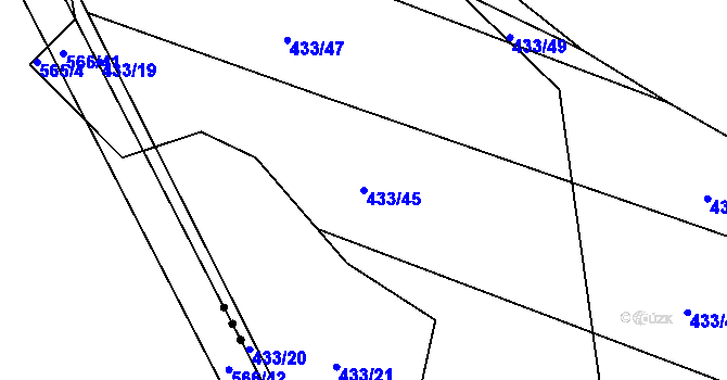 Parcela st. 433/45 v KÚ Rohoznice u Hořic, Katastrální mapa