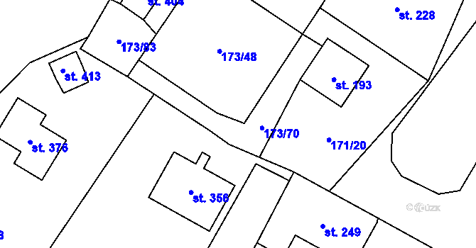 Parcela st. 173/74 v KÚ Rohoznice u Hořic, Katastrální mapa