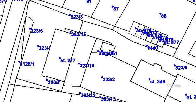 Parcela st. 323/11 v KÚ Rohoznice u Hořic, Katastrální mapa