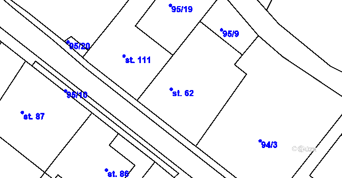 Parcela st. 62 v KÚ Rohoznice, Katastrální mapa