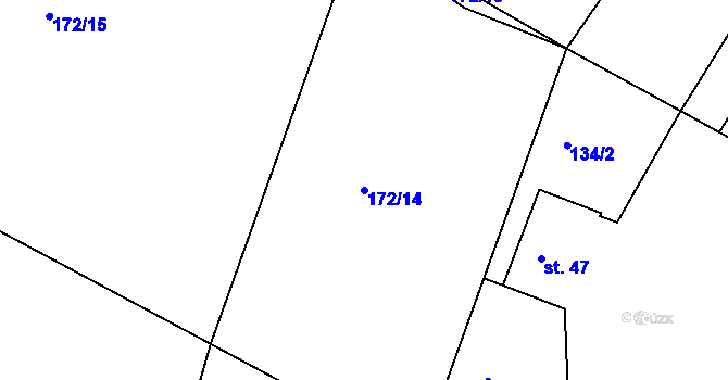 Parcela st. 172/14 v KÚ Rohoznice, Katastrální mapa