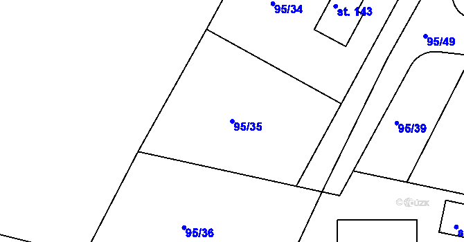 Parcela st. 95/35 v KÚ Rohoznice, Katastrální mapa