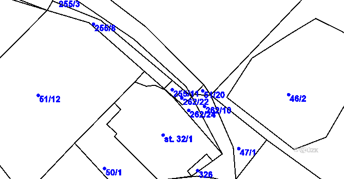 Parcela st. 255/11 v KÚ Rohoznice, Katastrální mapa
