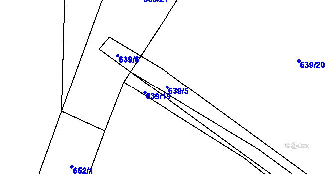 Parcela st. 639/5 v KÚ Rohy, Katastrální mapa
