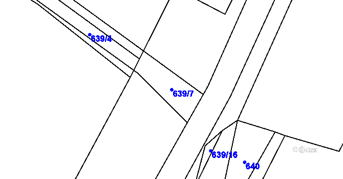 Parcela st. 639/7 v KÚ Rohy, Katastrální mapa