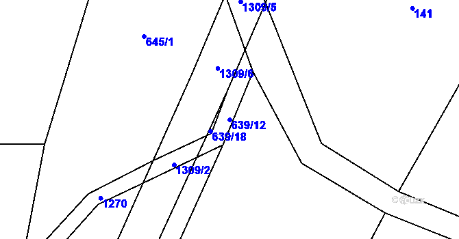Parcela st. 639/12 v KÚ Rohy, Katastrální mapa
