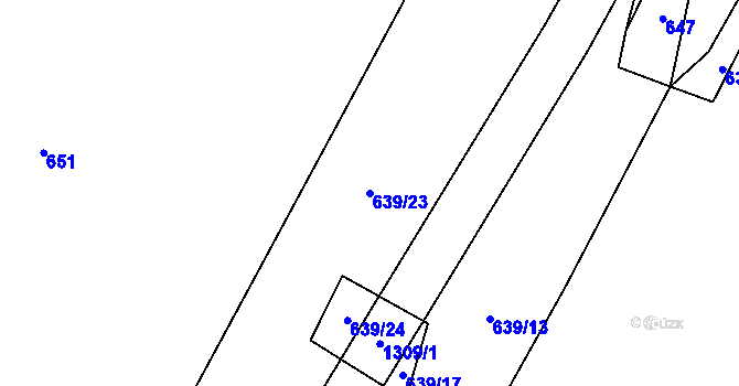 Parcela st. 639/23 v KÚ Rohy, Katastrální mapa