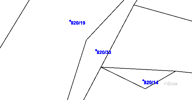 Parcela st. 820/33 v KÚ Rohy, Katastrální mapa