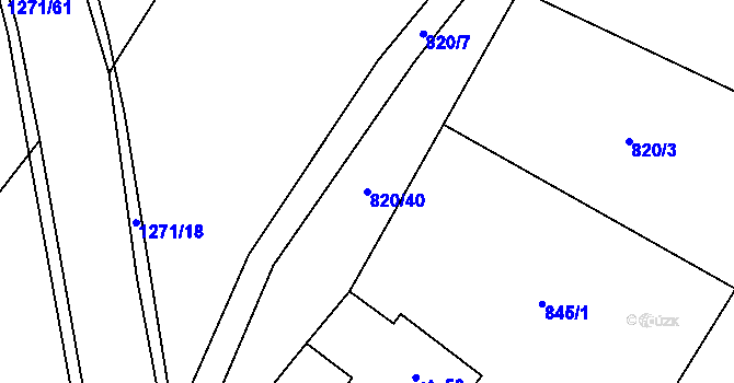 Parcela st. 820/40 v KÚ Rohy, Katastrální mapa