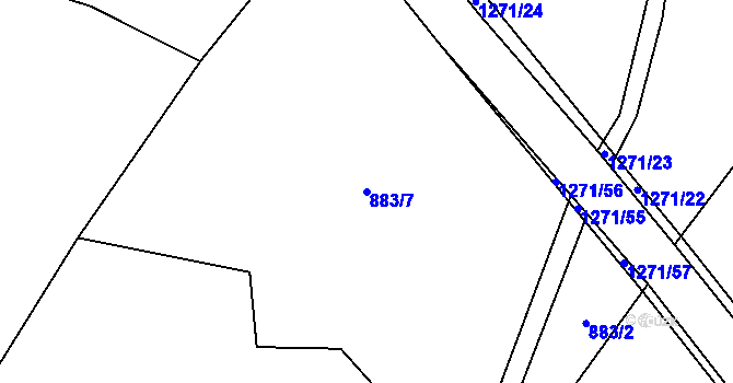 Parcela st. 883/7 v KÚ Rohy, Katastrální mapa