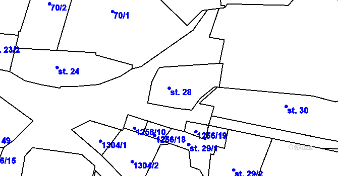 Parcela st. 28 v KÚ Rohy, Katastrální mapa