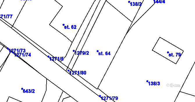 Parcela st. 64 v KÚ Rohy, Katastrální mapa