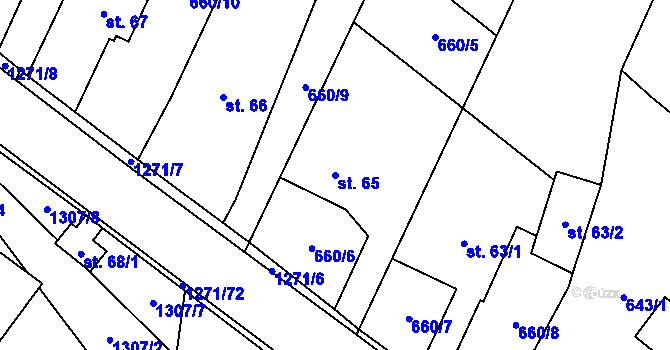Parcela st. 65 v KÚ Rohy, Katastrální mapa