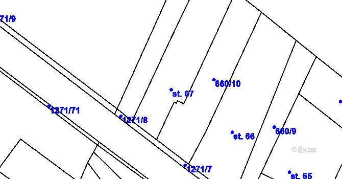 Parcela st. 67 v KÚ Rohy, Katastrální mapa