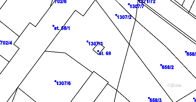 Parcela st. 69 v KÚ Rohy, Katastrální mapa