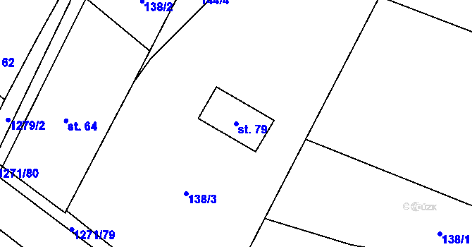 Parcela st. 79 v KÚ Rohy, Katastrální mapa