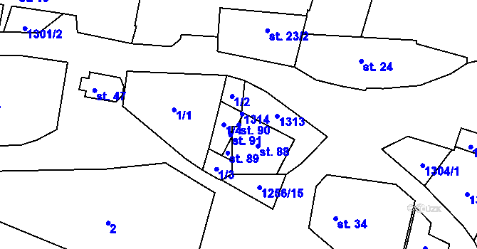 Parcela st. 90 v KÚ Rohy, Katastrální mapa