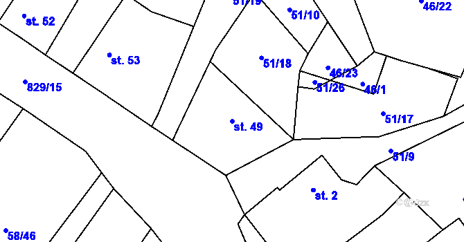 Parcela st. 49 v KÚ Kbelany, Katastrální mapa