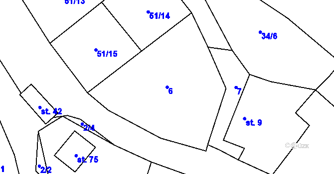 Parcela st. 6 v KÚ Kbelany, Katastrální mapa