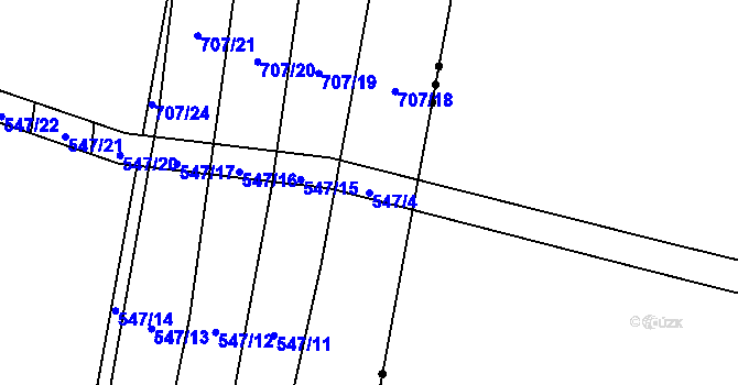 Parcela st. 547/4 v KÚ Kbelany, Katastrální mapa