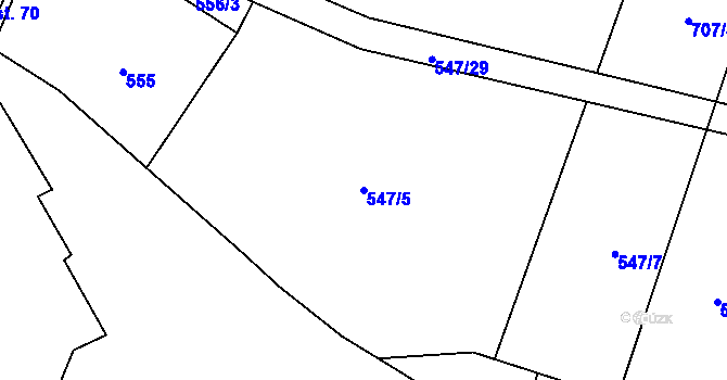 Parcela st. 547/5 v KÚ Kbelany, Katastrální mapa