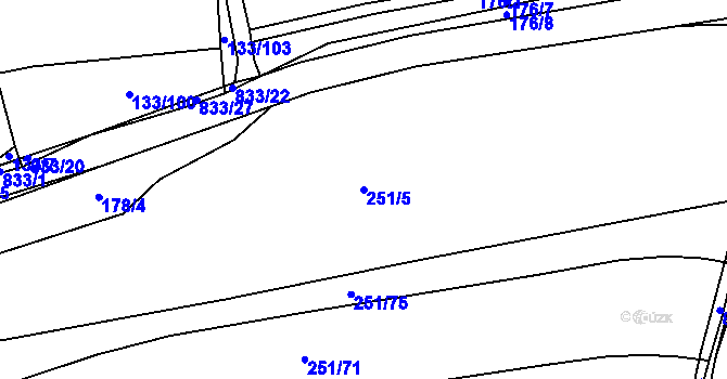 Parcela st. 251/5 v KÚ Kbelany, Katastrální mapa