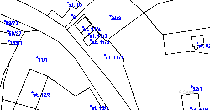 Parcela st. 11/1 v KÚ Kbelany, Katastrální mapa
