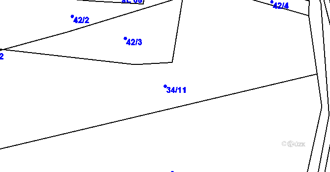 Parcela st. 34/11 v KÚ Kbelany, Katastrální mapa