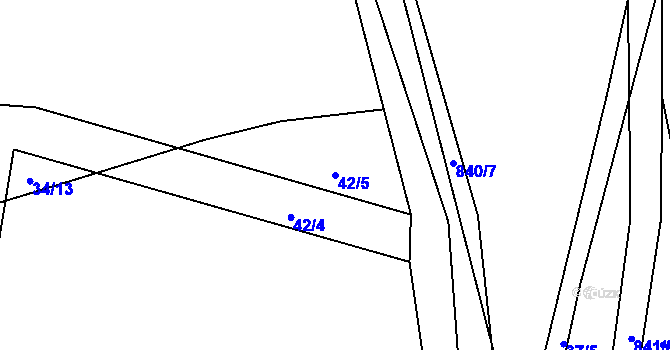 Parcela st. 42/5 v KÚ Kbelany, Katastrální mapa