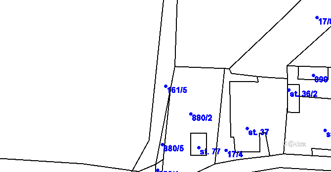 Parcela st. 161/5 v KÚ Kbelany, Katastrální mapa