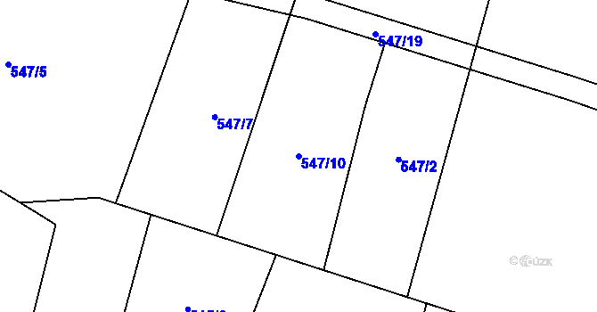 Parcela st. 547/10 v KÚ Kbelany, Katastrální mapa