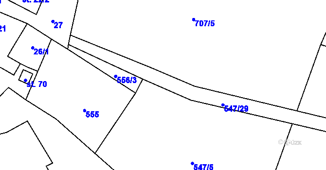 Parcela st. 547/30 v KÚ Kbelany, Katastrální mapa