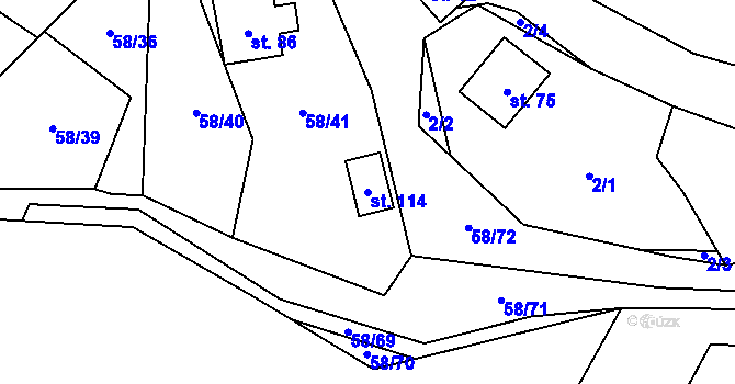 Parcela st. 114 v KÚ Kbelany, Katastrální mapa