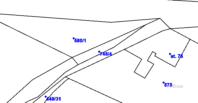 Parcela st. 748/4 v KÚ Rochlov, Katastrální mapa