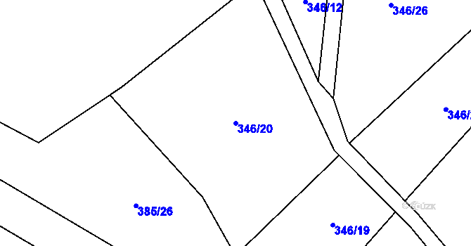 Parcela st. 346/20 v KÚ Rochlov, Katastrální mapa