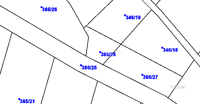 Parcela st. 385/28 v KÚ Rochlov, Katastrální mapa