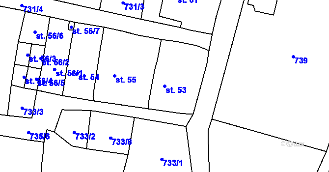 Parcela st. 53 v KÚ Rochlov, Katastrální mapa