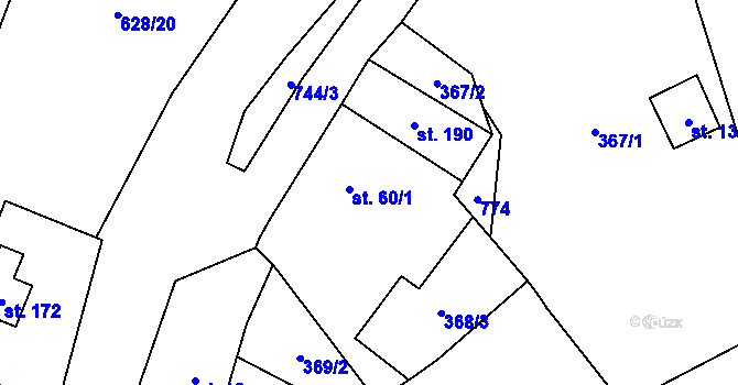 Parcela st. 60/1 v KÚ Rochlov, Katastrální mapa