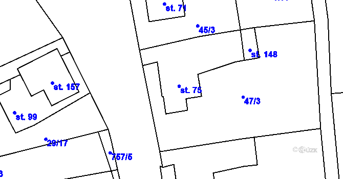 Parcela st. 75 v KÚ Rochlov, Katastrální mapa