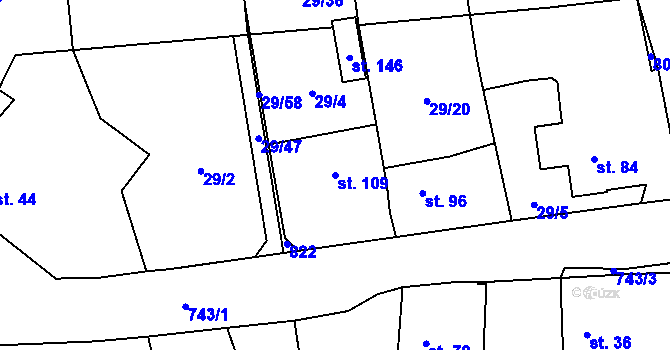 Parcela st. 109 v KÚ Rochlov, Katastrální mapa