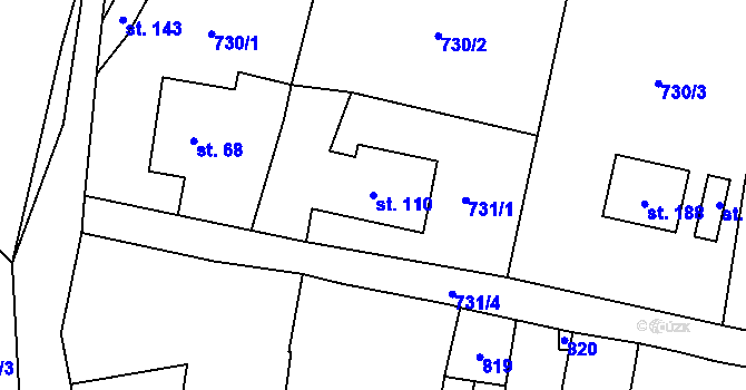Parcela st. 110 v KÚ Rochlov, Katastrální mapa