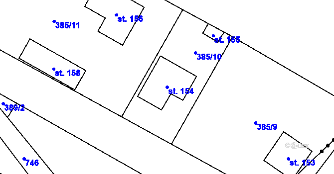 Parcela st. 154 v KÚ Rochlov, Katastrální mapa