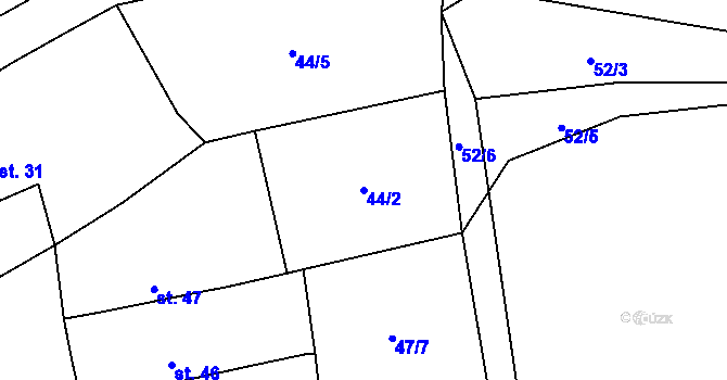 Parcela st. 44/2 v KÚ Rochlov, Katastrální mapa