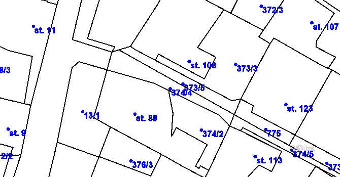 Parcela st. 374/4 v KÚ Rochlov, Katastrální mapa