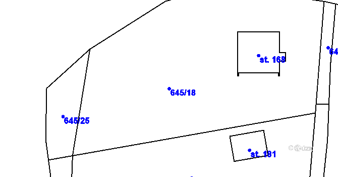 Parcela st. 645/18 v KÚ Rochlov, Katastrální mapa