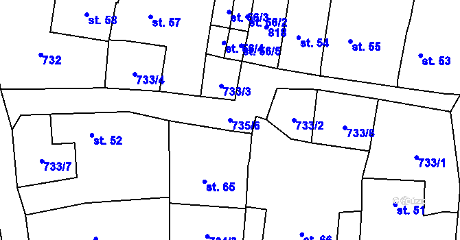 Parcela st. 735/6 v KÚ Rochlov, Katastrální mapa